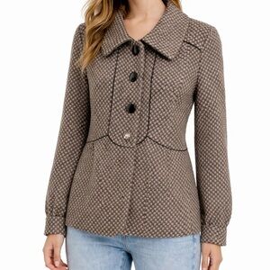 Kenar Black and Gray Patterned Wool Coat Size 8 excellent condition